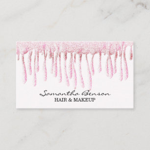 Elegant glam make-up haar blush roze glitter drupp visitekaartje