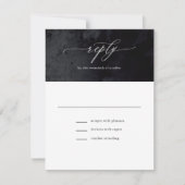 Elégant Glam moderne Noir Goth Mariage Carte RSVP (Devant)