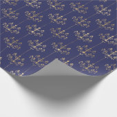 Elegant Glam Navy Blue Gold Pattern Cadeaupapier (Hoek)