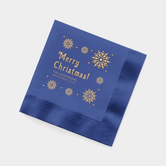 Élégant Glam Retro Blue Merry Christmas Snowflake (Gauche)