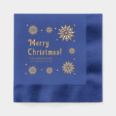 Élégant Glam Retro Blue Merry Christmas Snowflake (Recto)