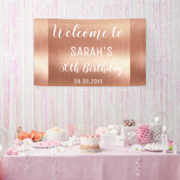 Elegant Glam Roos Gold 30e verjaardag achtergrond Spandoek