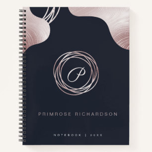 Elegant Glam Roos Gold Luxe Abstract Monogram Notitieboek