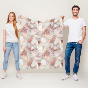 Elegant Glam Roos Goud Agaat Marmeren Patroon Fleece Deken