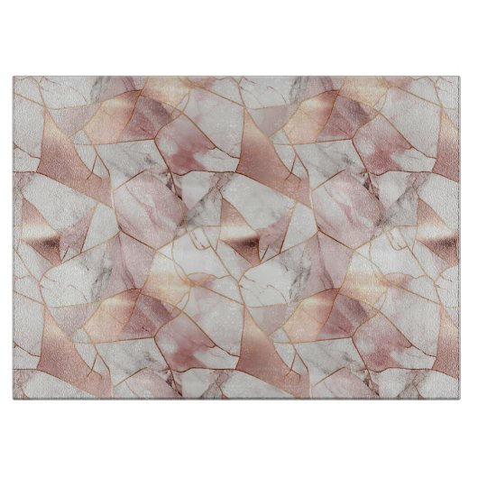 Elegant Glam Roos Goud Agaat Marmeren Patroon Snijplank (Voorkant)