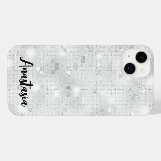 Elegant Glam White Silver Glitz Sparkle iPhone Hoesje (Achterkant horizontaal)