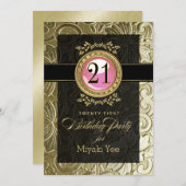 Elegant Glamor 21e verjaardag in reliëf Kaart (Voorkant / Achterkant)