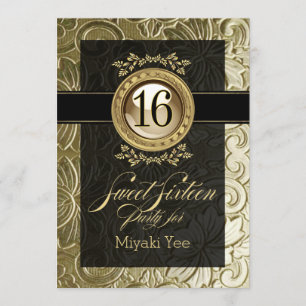 Elegant Glamor Embossed Sweet Sixteen Kaart
