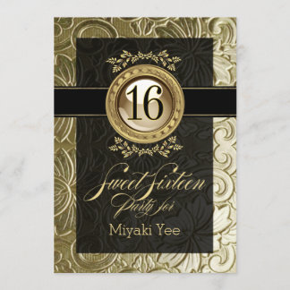 Elegant Glamor Embossed Sweet Sixteen Kaart