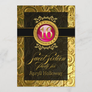 Elegant Glamor Embossed Sweet Sixteen Kaart