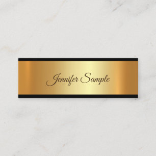 Elegant Glamor Gold Modern Script Plain Luxe Mini Visitekaartje