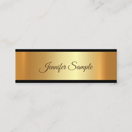 Elegant Glamor Gold Modern Script Plain Luxe Mini Visitekaartje (Voorkant)