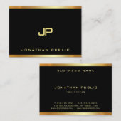 Elegant Glamor Gold Monogram Plain Luxury Modern Visitekaartje (Voorkant / Achterkant)