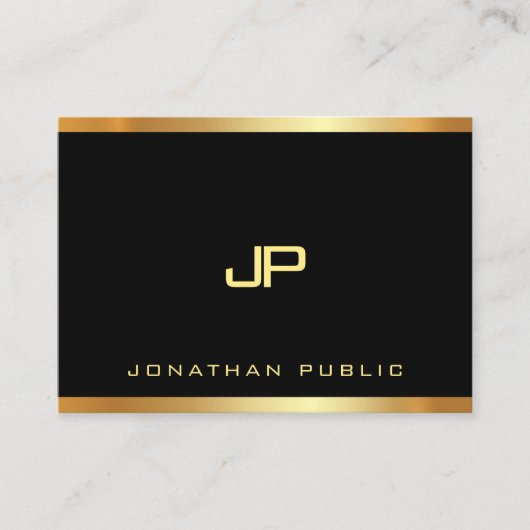 Elegant Glamor Gold Monogram Plain Luxury Modern Visitekaartje (Voorkant)