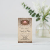Elegant Glamor Mocha Damask Cupcake Bakery Visitekaartje (Staand voorkant)