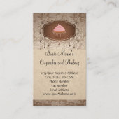 Elegant Glamor Mocha Damask Cupcake Bakery Visitekaartje (Voorkant)