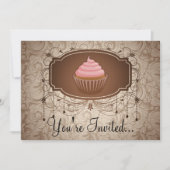Elegant Glamor Mocha Damask Cupcake Design Kaart (Voorkant)