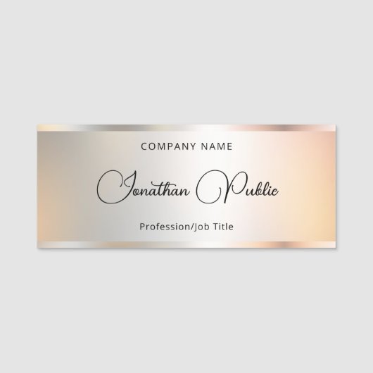Elegant Glamour Silver Template Custom Calligraphy Naamplaatje (Voorkant)