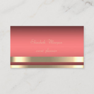 Elegant, Glamoureus, Chic, Strepen, Koraalrood Visitekaartje
