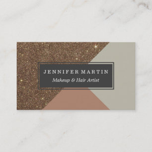 Elegant & Glamoureus Faux Gold Glitter & Taupe Visitekaartje