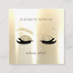Elegant Glamoureus Gold Glitter Faux Lashes Vierkante Visitekaartje