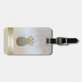 Elegant glamoureus holografisch goudanananassap bagagelabel (Voorkant horizontaal)