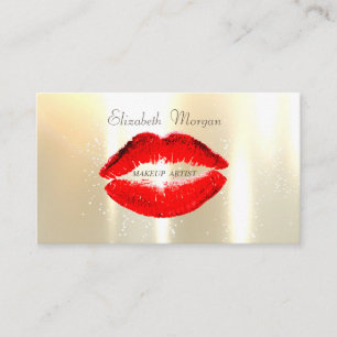 Elegant Glamoureus Shinny, Faux Gold, Red Lips Visitekaartje