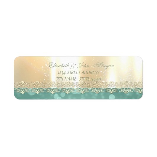 Elegant Glamoureus Shiny, Bokeh, Lace Address Labe Etiket (Voorkant)