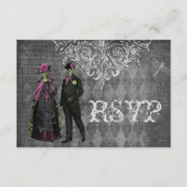 Elegant Glamoureus Skeletons Halloween Party RSVP Kaartje