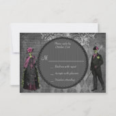 Elegant Glamoureus Skeletons Halloween Party RSVP Kaartje (Achterkant)