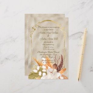 Elegant Glanzend Goud Lijst met Pampasgras