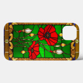 Elegant Glas in lood rode bloemen Case-Mate iPhone Case (Achterkant (horizontaal))