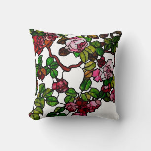 Elegant  Glas in lood Roze rode roos Kussen