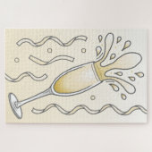 Elegant glazen champagneflessen met bubbels legpuzzel (Horizontaal)