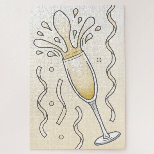 Elegant glazen champagneflessen met bubbels legpuzzel (Verticaal)