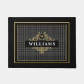 Elegant  Glen Plaid met Gouden Embleem Deurmat (Voorkant)