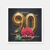 Elegant Glimmering Red Rose Gold 90th Birthday Servet (Voorkant)