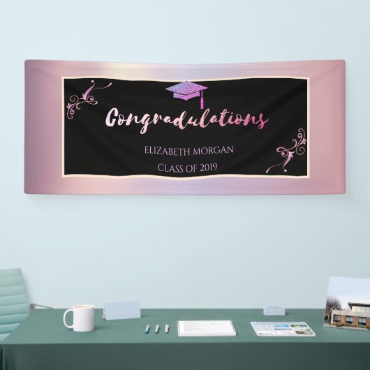 Elegant Glitter Afstuderen Pet Spandoek (Beurs)