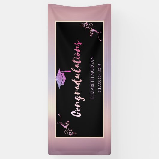 Elegant Glitter Afstuderen Pet Spandoek (Verticaal)