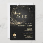 Elegant Glitter Black en Gold Business Event Kaart (Voorkant)