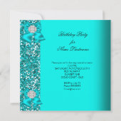 Elegant Glitter Blauwgroen Blue Diamonds Birthday Kaart (Achterkant)