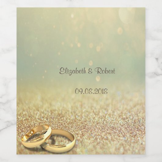 Elegant Glitter Bokeh, Rings Wijn Etiket (Enkel label)