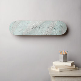 Elegant Glitter Custom Name Skateboard