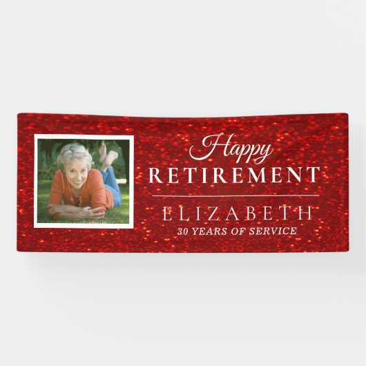 Elegant Glitter Custom Photo Retirement Party Ban Spandoek (Horizontaal)
