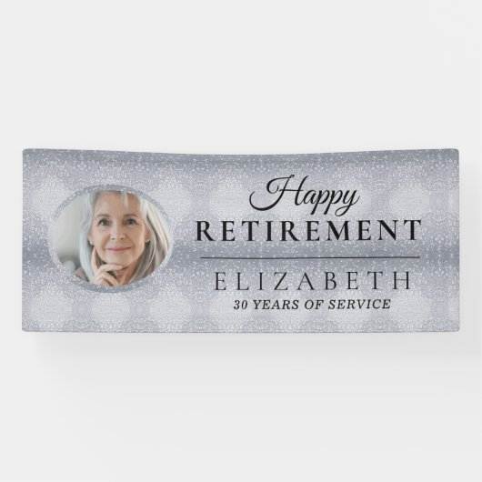 Elegant Glitter Custom Photo Retirement Party Bang Spandoek (Horizontaal)
