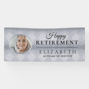 Elegant Glitter Custom Photo Retirement Party Spandoek