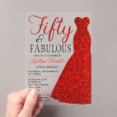 Elegant Glitter Dress | Vijftig jaar en feestdag Acryl Uitnodigingen (Insitu (Draagbaar))