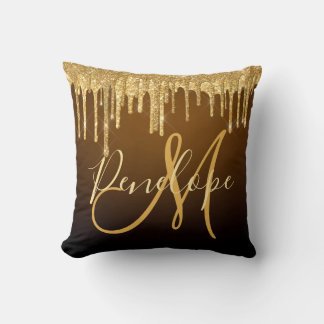 Elegant Glitter Dripping Monogram Kussen