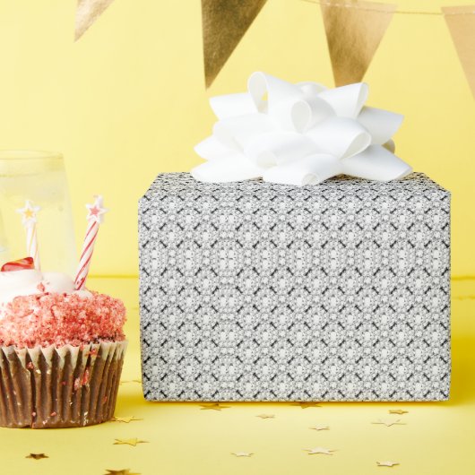 Elegant Glitter Encrusted White Diamonds Pattern Cadeaupapier (Verjaardagsfeest)