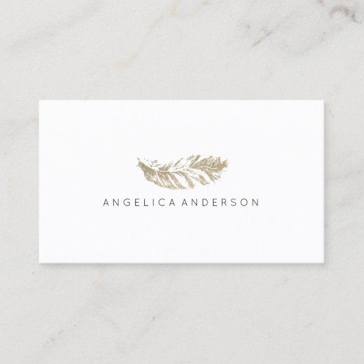 Elegant Glitter Feather Visitekaartje (Voorkant)